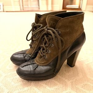 Tod’s New Women’s Laced heeled Platform Ankle Boot Shoe Brown Leather Suede 5.5